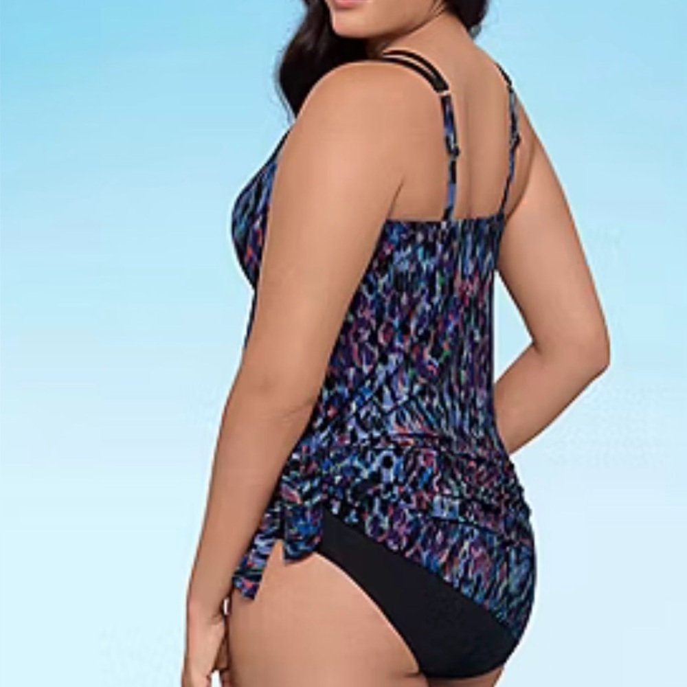 Plus Size Trimshaper Tracey Black Multi Swimdress Size 18 - Picture 7 of 14